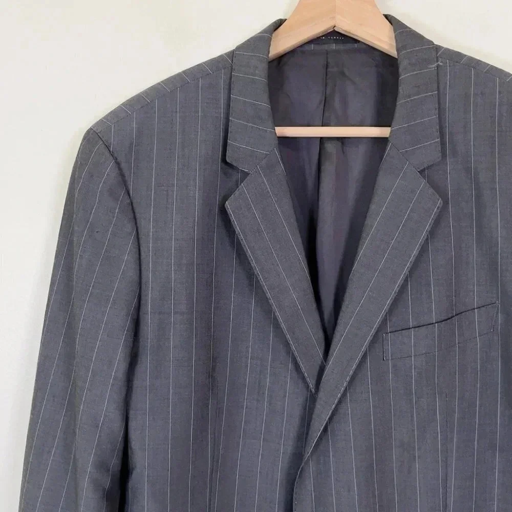 Hugo Boss Ryan/Win Mohair Wool Slim Fit Striped Double Button Blazer